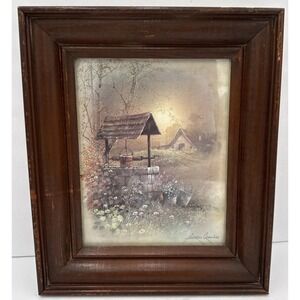 Vintage Andres Orpinas Lithograph Print Litho Wishing Well Framed 13x11